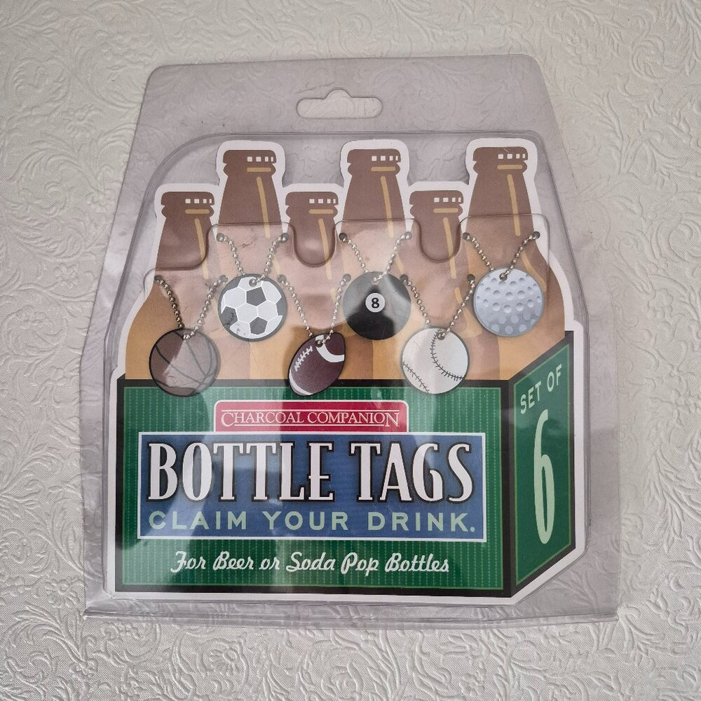 Vtg Charcoal Companion Sports Bottle Tags Claim Your Drink Set of 6 Golf Soccer